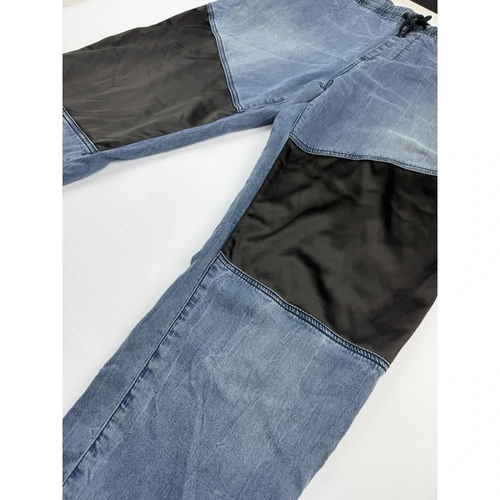 True Religion Jogger Pants Men's Approx 40 Blue Denim Contrast Panel Drawstring - Picture 3 of 16